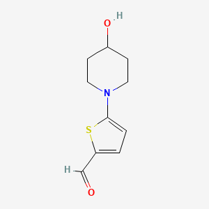 Chemical structure of 5-(4-Hydroxypiperidin-1-yl)thiophene-2-carboxaldehyde