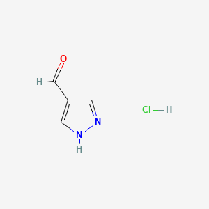 Chemical structure of 1H-pyrazole-4-carbaldehyde hydrochloride