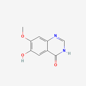 Chemical structure of 6-hydroxy-7-methoxy-3,4-dihydroquinazolin-4-one