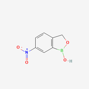 Chemical structure of 2-Hydroxymethyl-5-nitrophenylboronic acid, dehydrated
