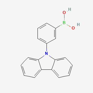 Chemical structure of 3-(9H-Carbazol-9-yl)phenylboronic Acid (contains varying amounts of Anhydride)