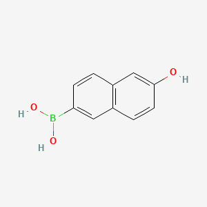 Chemical structure of 6-Hydroxy-2-naphthaleneboronic Acid (contains varying amounts of Anhydride)