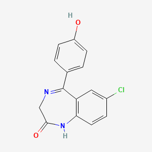 Chemical structure of 7-Chloro-1,3-Dihydro-5-(4-Hydroxyphenyl)-2H-1,4-Benzodiazepin-2-One