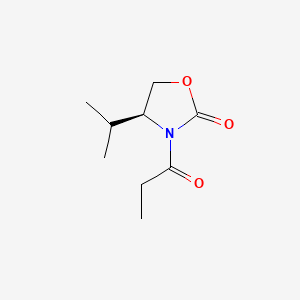Chemical structure of (S)-(+)-4-Isopropyl-3-propionyl-2-oxazolidinone