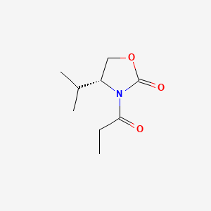 Chemical structure of (R)-(-)-4-Isopropyl-3-propionyl-2-oxazolidinone