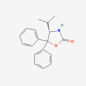 Chemical structure of (4S)-(-)-4-Isopropyl-5,5-diphenyl-2-oxazolidinone
