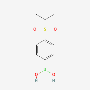 Chemical structure of 4-Isopropylsulfonylbenzeneboronic acid(contains varying amounts of Anhydride)