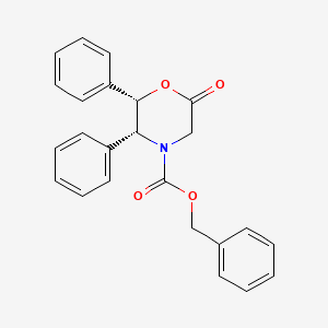 Chemical structure of (2S,3R)-(+)-N-Z-6-oxo-2,3-diphenylmorpholine