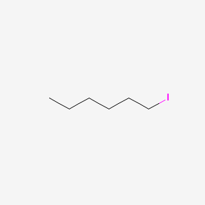 Chemical structure of 1-Iodohexane (stabilized with Copper chip)