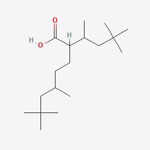 Chemical structure of Isostearic Acid (=2,2,4,8,10,10-Hexamethylundecane-5-carboxylic Acid)