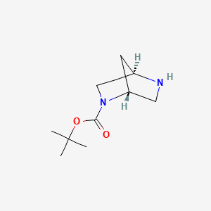 Chemical structure of (1R,4R)-tert-Butyl 2,5-diazabicyclo[2.2.1]heptane-2-carboxylate