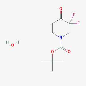 Chemical structure of tert-Butyl 3,3-difluoro-4-oxopiperidine-1-carboxylate hydrate