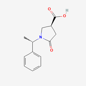 Chemical structure of (1′S,3S)-(-)-1-(1′-Phenylethyl)-5-oxopyrrolidine-3-carboxylic acid