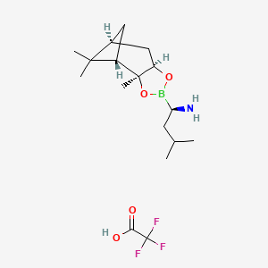 Chemical structure of (R)-Boroleucine (1S,2S,3R,5S)-(+)-2,3-pinanediol ester trifluoroacetate