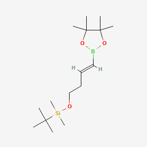 Chemical structure of trans-4-(tert-Butyldimethylsiloxy)-1-buten-1-ylboronic acid pinacol ester