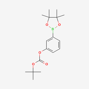 Chemical structure of 3-(tert-Butoxycarbonyloxy)phenylboronic acid pinacol ester
