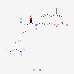 Chemical structure of L-Arginine-7-amido-4-methylcoumarin hydrochloride