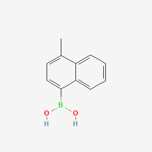 Chemical structure of 4-Methyl-1-naphthaleneboronic acid (contains varying amounts of Anhydride)