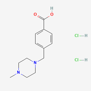Chemical structure of 4-[(4-methylpiperazin-1-yl)methyl]benzoic acid dihydrochloride