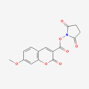 Chemical structure of 7-Methoxycoumarin-3-carboxylic acid N-succinimidyl ester