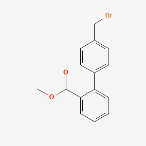 Chemical structure of Methyl 2-[4-(Bromomethyl)phenyl]benzoate