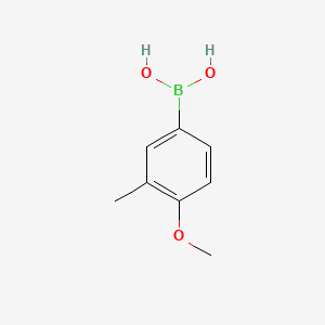 Chemical structure of 4-Methoxy-3-methylphenylboronic acid (contains varying amounts of Anhydride)