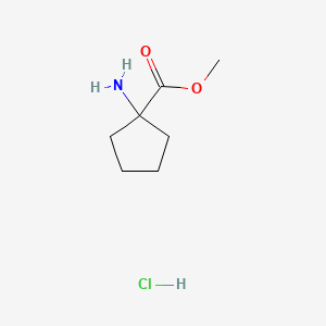 Chemical structure of Methyl 1-amino-1-cyclopentanecarboxylate, HCl
