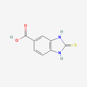 Chemical structure of 2-Mercapto-5-benzimidazolecarboxylic Acid