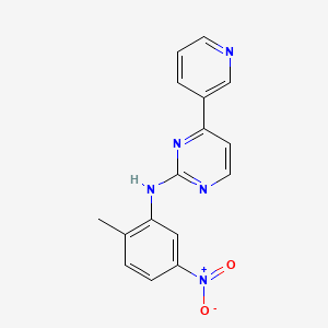 Chemical structure of 2-(2-Methyl-5-nitroanilino)-4-(3-pyridyl)pyrimidine