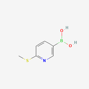 Chemical structure of 6-(Methylsulphanyl)pyridine-3-boronic acid