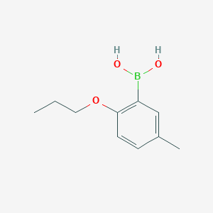 Chemical structure of 5-Methyl-2-propoxyphenylboronic acid(contains varying amounts of Anhydride)