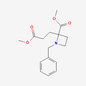 Chemical structure of methyl 1-benzyl-2-(3-methoxy-3-oxopropyl)azetidine-2-carboxylate