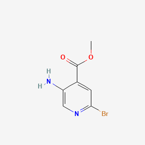 Chemical structure of methyl 5-amino-2-bromopyridine-4-carboxylate