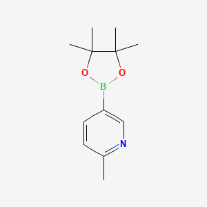 Chemical structure of 2-methyl-5-(tetramethyl-1,3,2-dioxaborolan-2-yl)pyridine