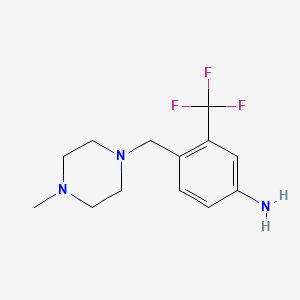 Chemical structure of 4-[(4-methylpiperazin-1-yl)methyl]-3-(trifluoromethyl)aniline