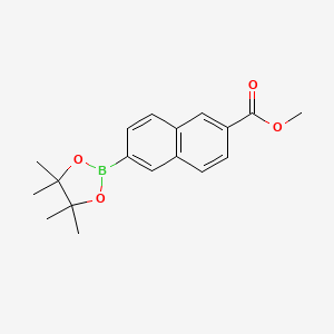 Chemical structure of 6-(Methoxycarbonyl)naphthalene-2-boronic acid pinacol ester