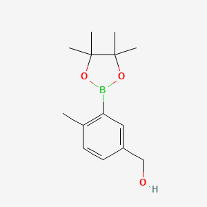 Chemical structure of (4-Methyl-3-(4,4,5,5-tetramethyl-1,3,2-dioxaborolan-2-yl)phenyl)methanol