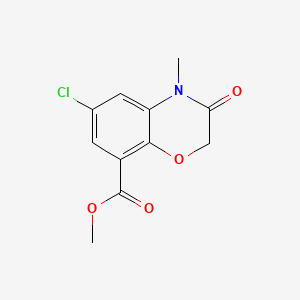 Chemical structure of Methyl 6-chloro-4-methyl-3-oxo-3,4-dihydro-2H-benzo[b][1,4]oxazine-8-carboxylate