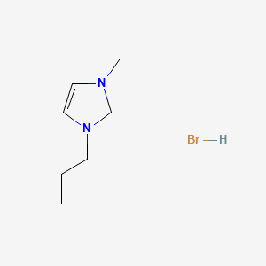 Chemical structure of 1-methyl-3-propyl-1,2-dihydroimidazol-1-ium,bromide