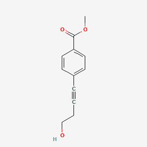 Chemical structure of methyl 4-(4-hydroxybut-1-yn-1-yl)benzoate