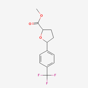 Chemical structure of Methyl 5-[4-(trifluoromethyl)phenyl]oxolane-2-carboxylate