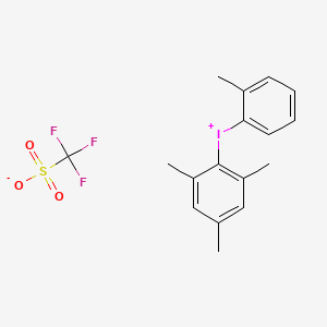 Chemical structure of (2-Methylphenyl)(2,4,6-trimethylphenyl)iodonium Trifluoromethanesulfonate