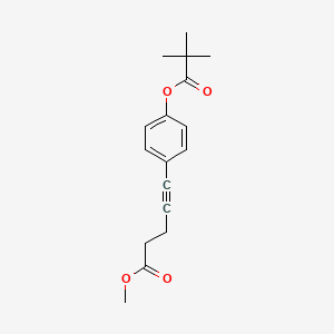 Chemical structure of Methyl 5-(4-(pivaloyloxy)phenyl)pent-4-ynoate