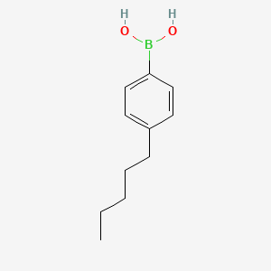Chemical structure of 4-n-Pentylbenzeneboronic acid (contains varying amounts of Anhydride)