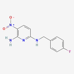 Chemical structure of 2-Amino-3-nitro-6-(4-fluorobenzylamino)pyridine