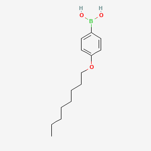 Chemical structure of 4-n-Octyloxyphenylboronic Acid (contains varying amounts of Anhydride)
