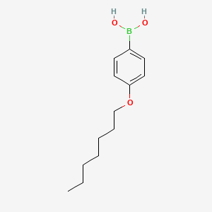 Chemical structure of 4-n-Heptyloxybenzeneboronic acid(contains varying amounts of Anhydride)