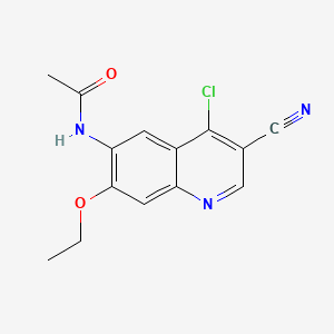 Chemical structure of N-(4-chloro-3-cyano-7-ethoxyquinolin-6-yl)acetamide