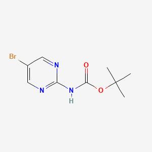 Chemical structure of 2-(N-BOC-Amino)-5-bromopyrimidine