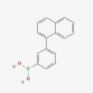 Chemical structure of 3-(naphthalen-1-yl)phenylboronic acid (contains varying amounts of Anhydride)